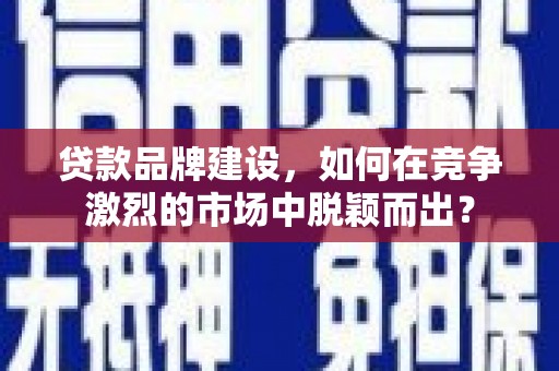 西区贷款品牌建设，如何在竞争激烈的市场中脱颖而出？