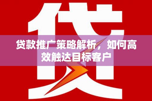 西区贷款推广策略解析，如何高效触达目标客户