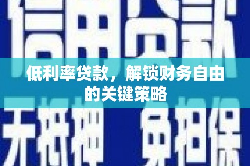 西区低利率贷款，解锁财务自由的关键策略