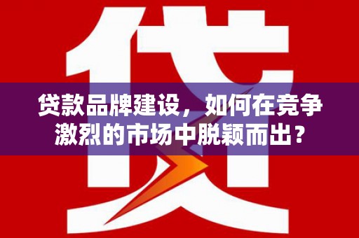 西区贷款品牌建设，如何在竞争激烈的市场中脱颖而出？